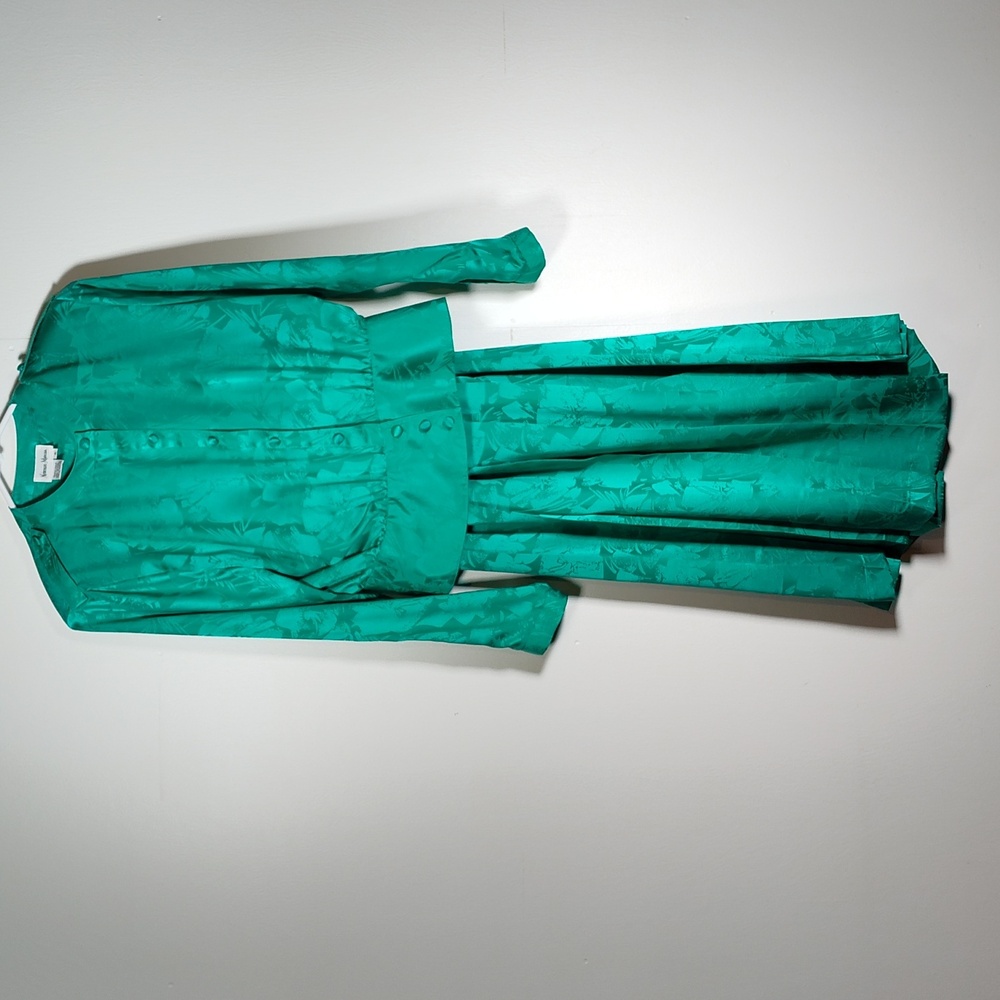 Vintage Neiman Marcus 100% silk emerald green skirt‎ set 6